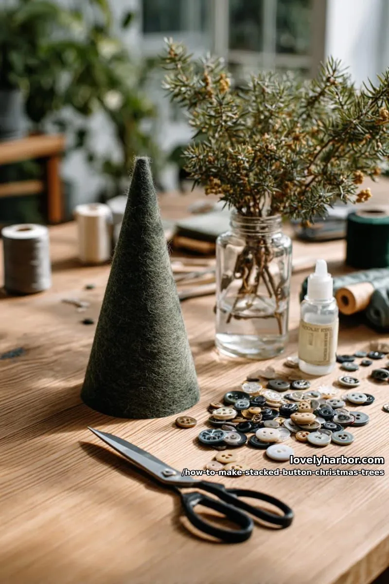 How to Make Stacked Button Christmas Trees for the Holidays 2 prepare the cone 1