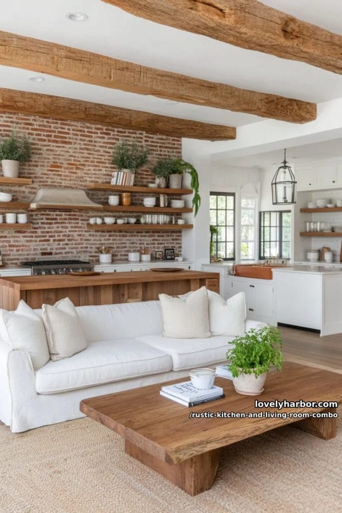 Exposed Brick Accent Wall With Exposed Beam preview