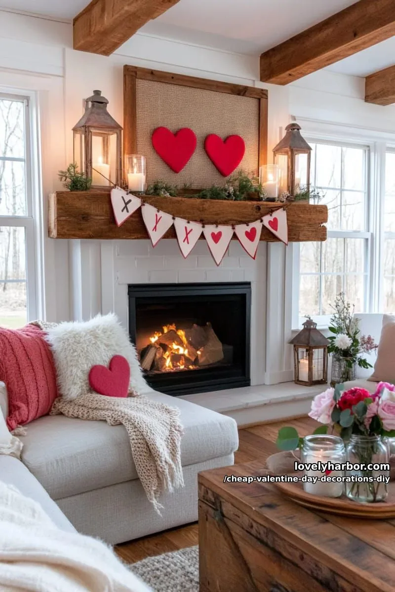 rustic burlap banner with painted xoxo letters and felt hearts 1
