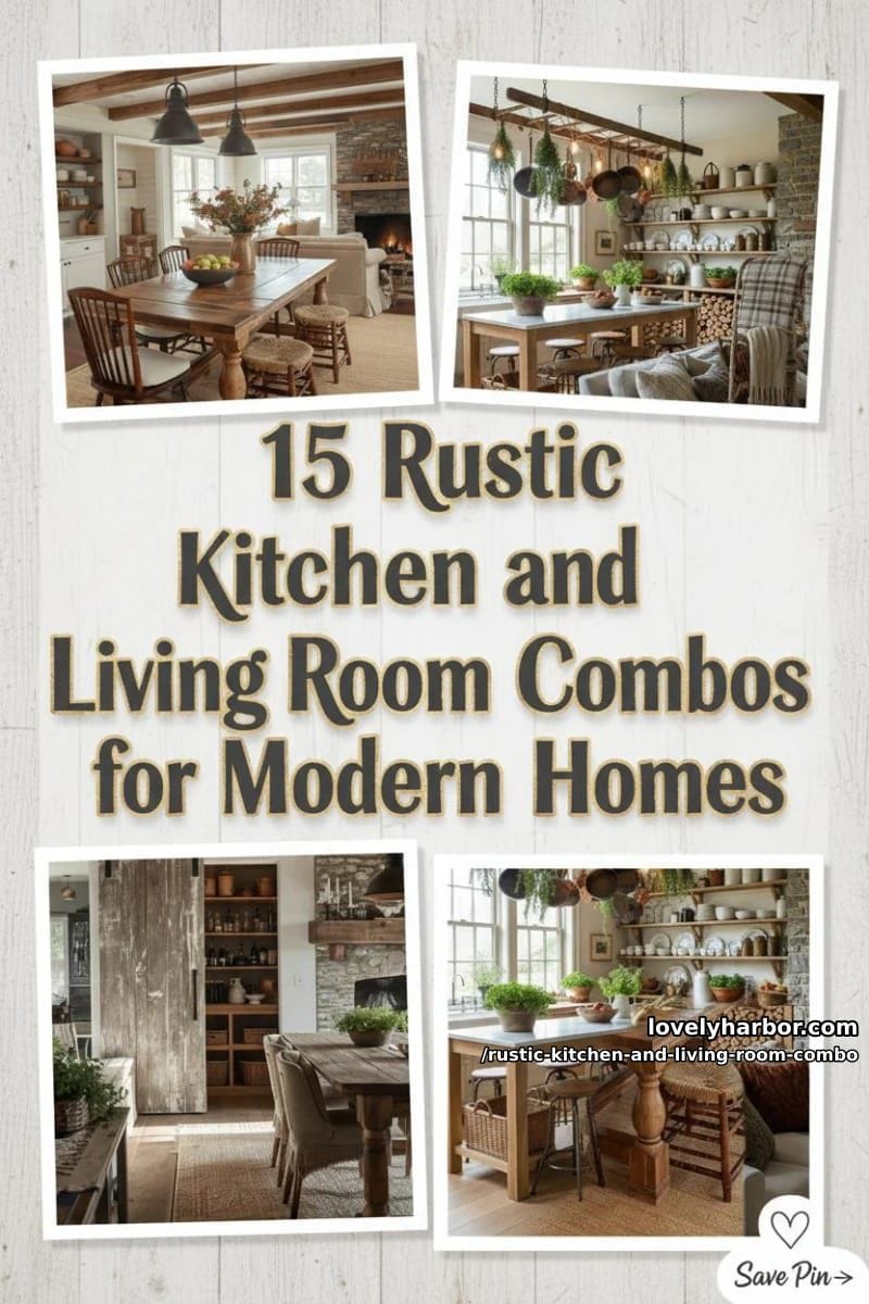 15 Rustic Kitchen and Living Room Combos for Modern Homes 35 rustic kitchen and living room combo - Collage 34
