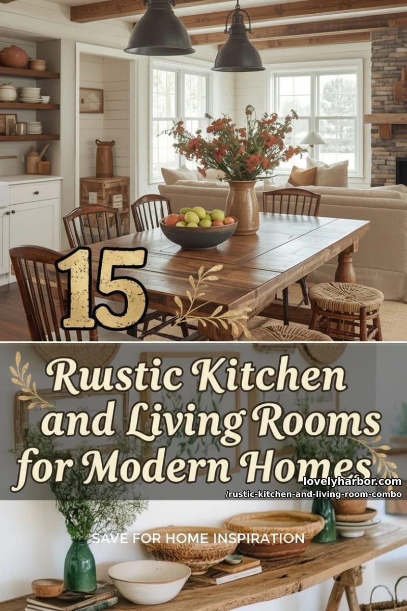 15 Rustic Kitchen and Living Room Combos for Modern Homes 37 rustic kitchen and living room combo - Collage 36