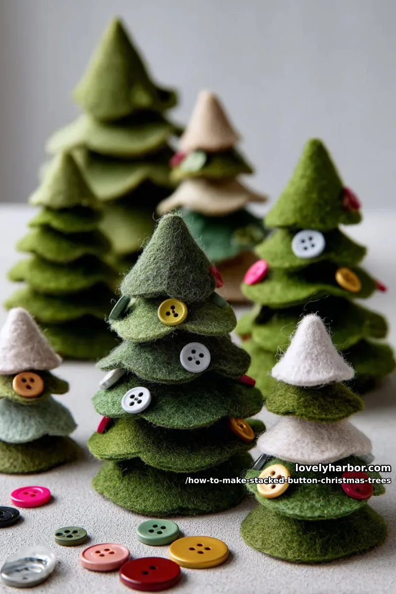 How to Make Stacked Button Christmas Trees for the Holidays 16 sew buttons onto the discs 1