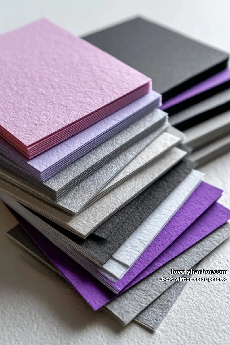 soft frosted lavender paired with icy silver and deep charcoal gray 1