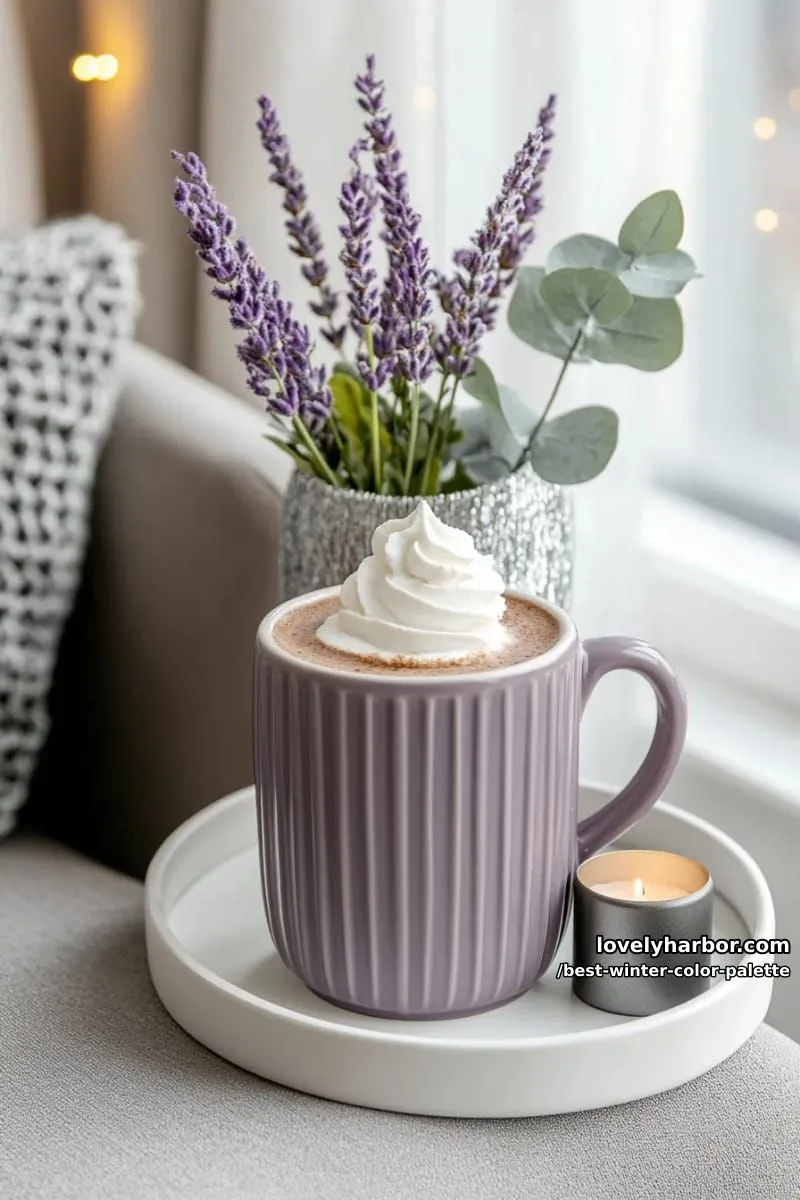soft frosted lavender paired with icy silver and deep charcoal gray 1