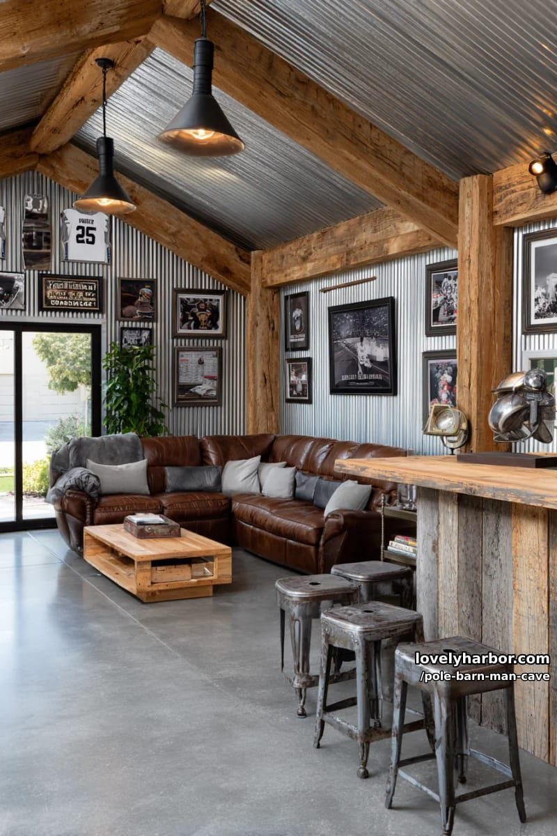 sports memorabilia gallery wall with custom barn wood display cases 1