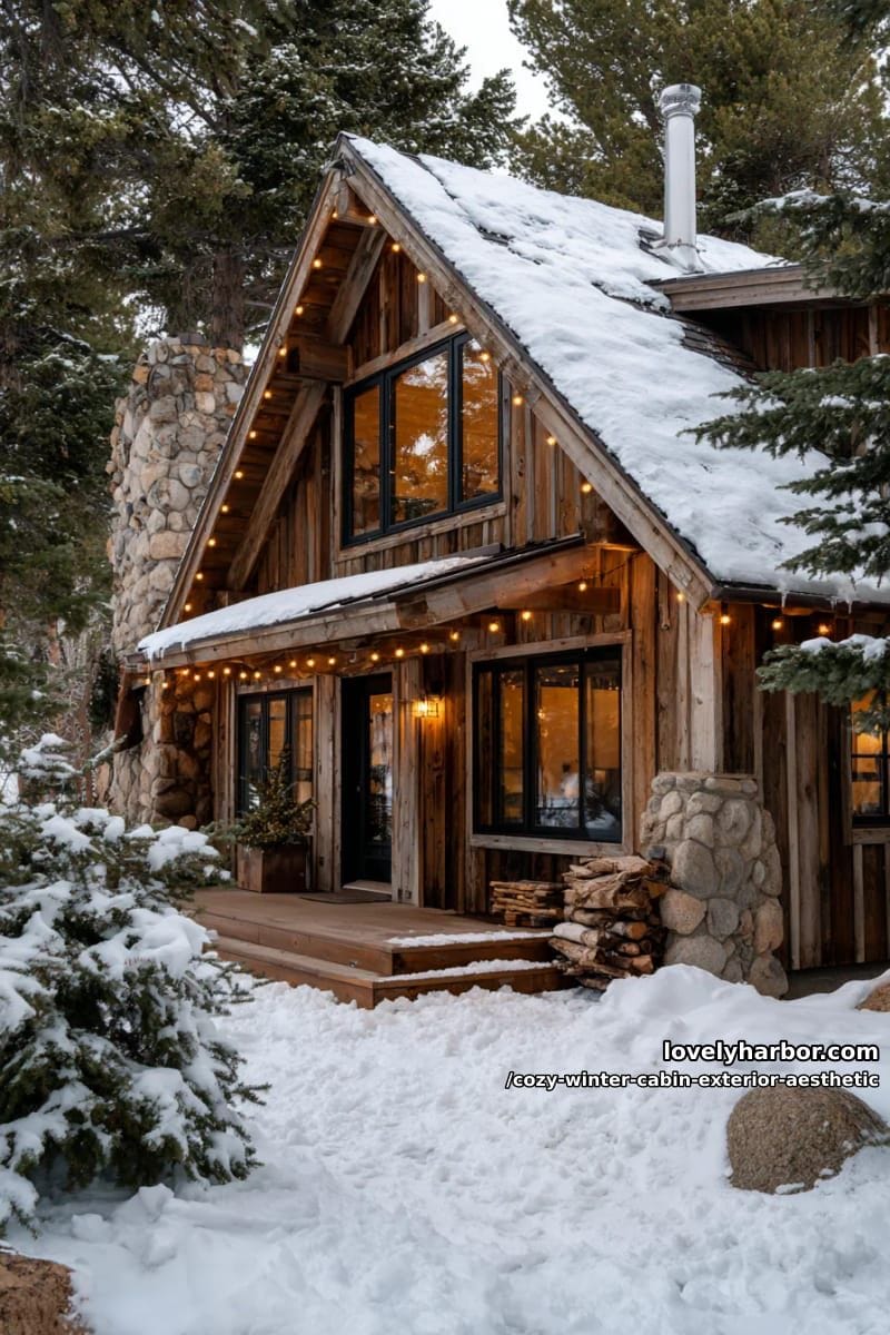 string lights zig-zagging along the gabled roofline for a festive charm 1