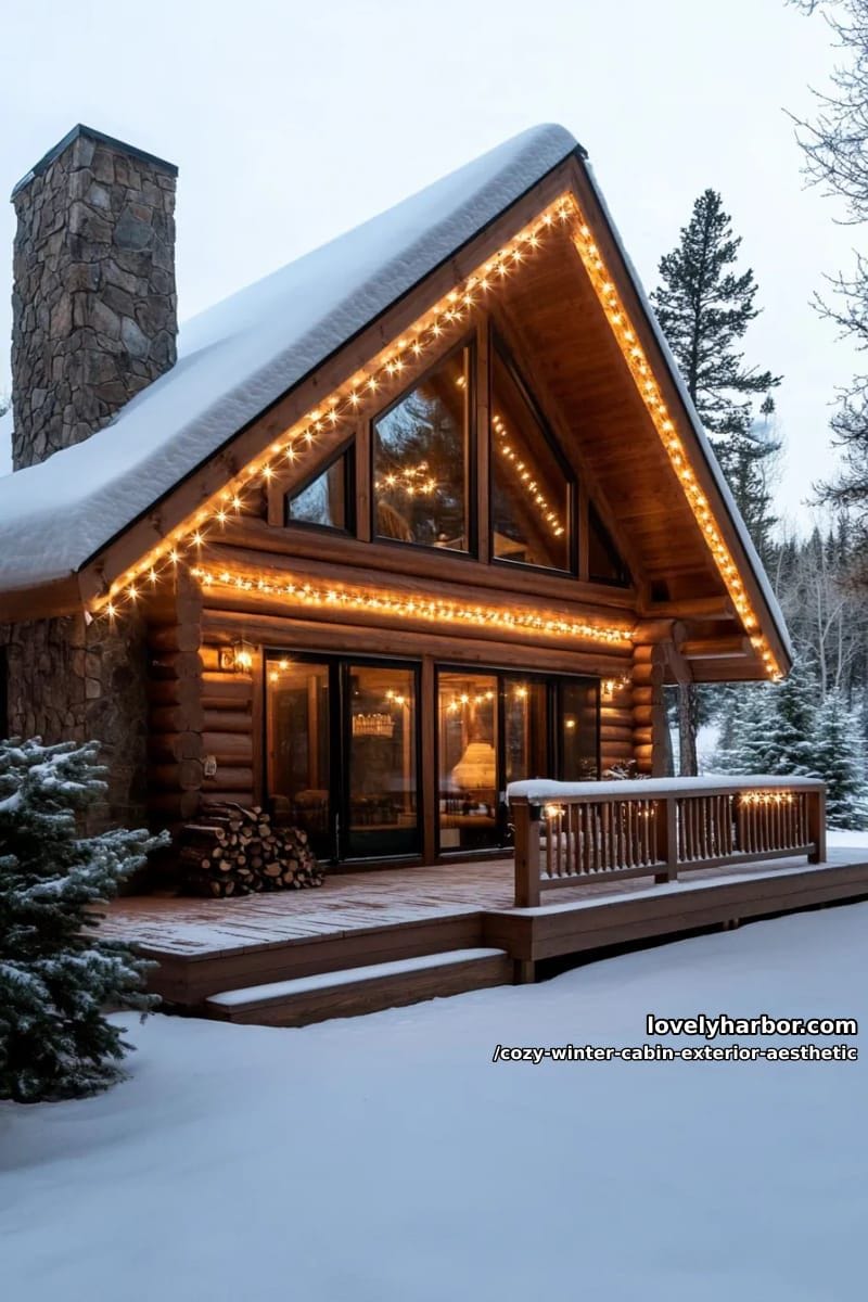 string lights zig-zagging along the gabled roofline for a festive charm 1