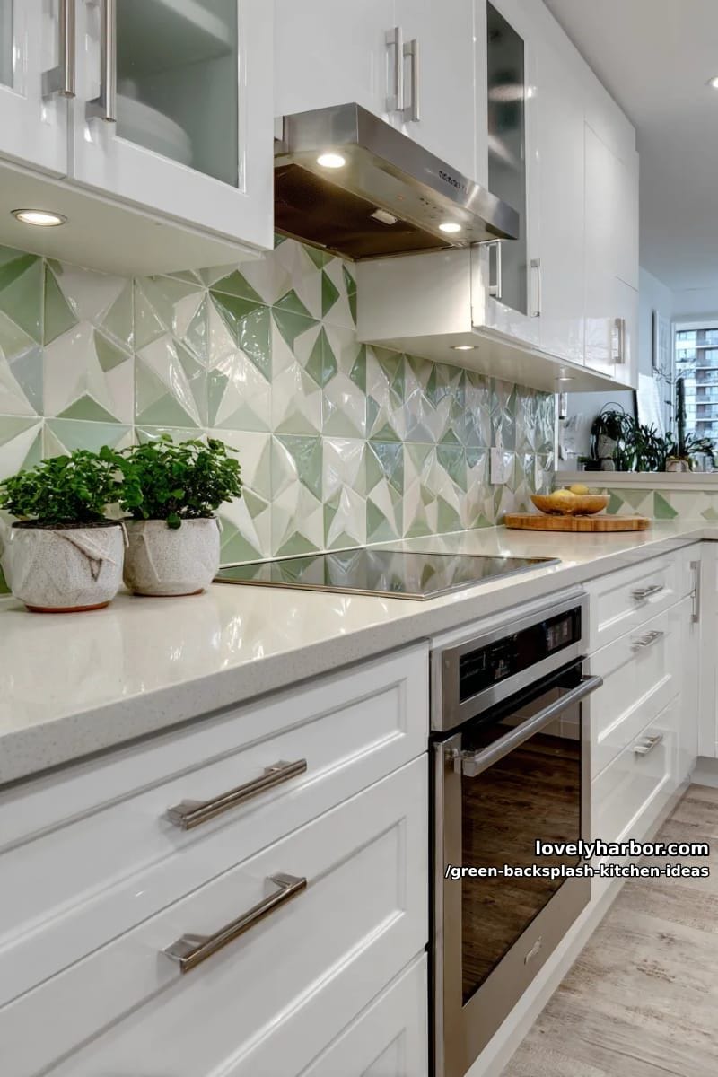 two-tone mint and white tiles creating a fresh, retro statement wall. 1