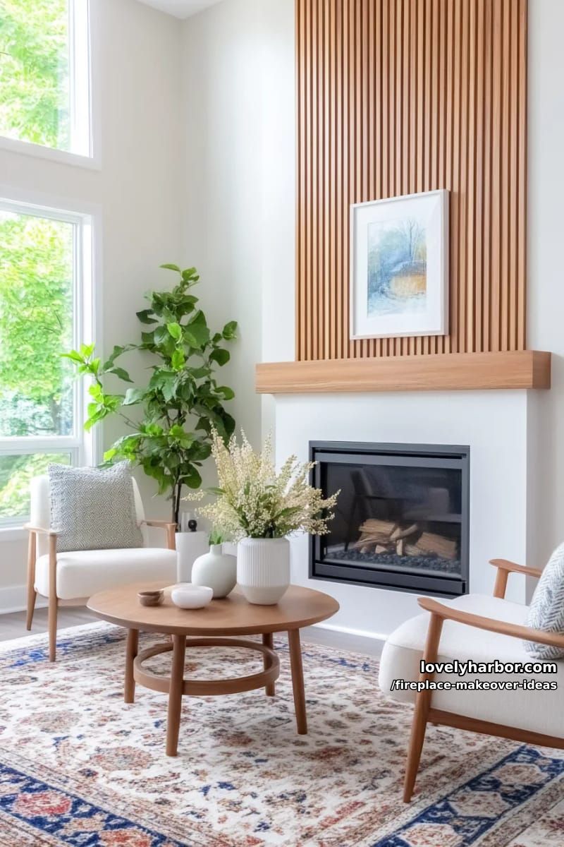 15 ideias inovadoras para reforma de lareira para uma sala de estar elegante 20 use painéis verticais de ripas de madeira para alongar e modernizar a parede da lareira. 1