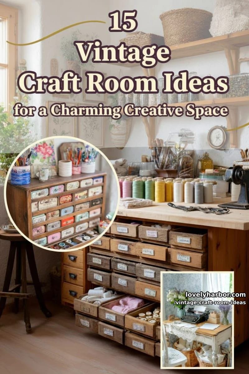 15 Vintage Craft Room Ideas for a Charming Creative Space 40 vintage craft room ideas - Collage 39