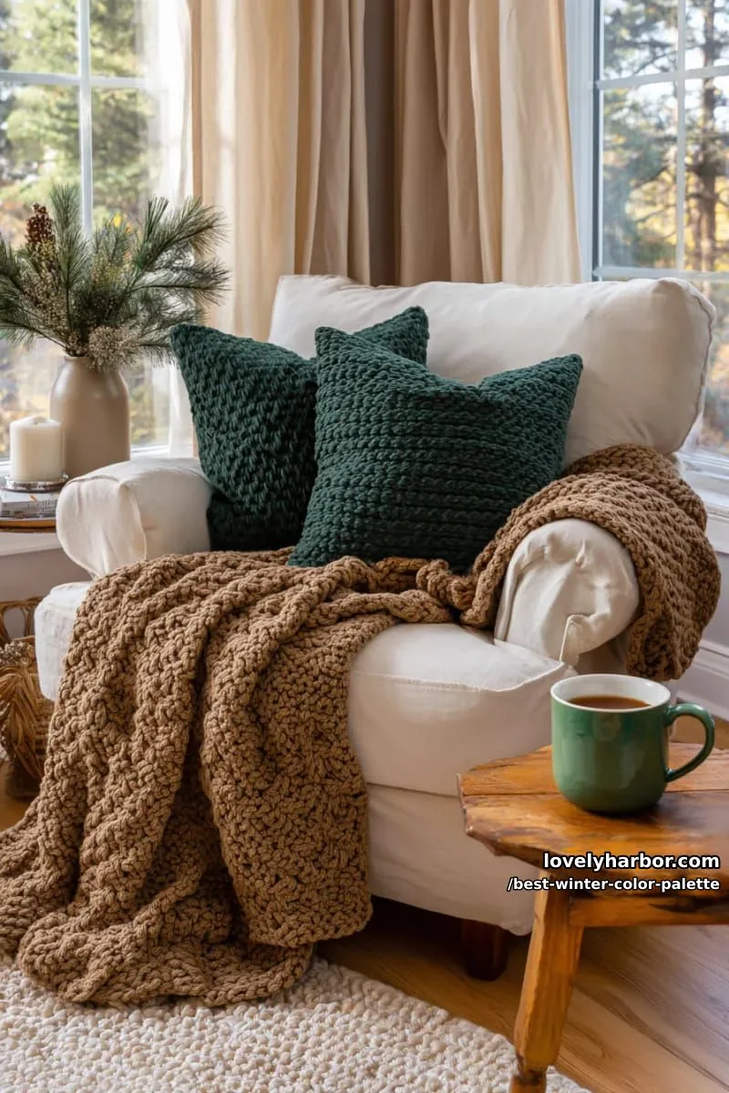 warm rich cinnamon, pine green, and creamy winter beige for cozy vibes 1