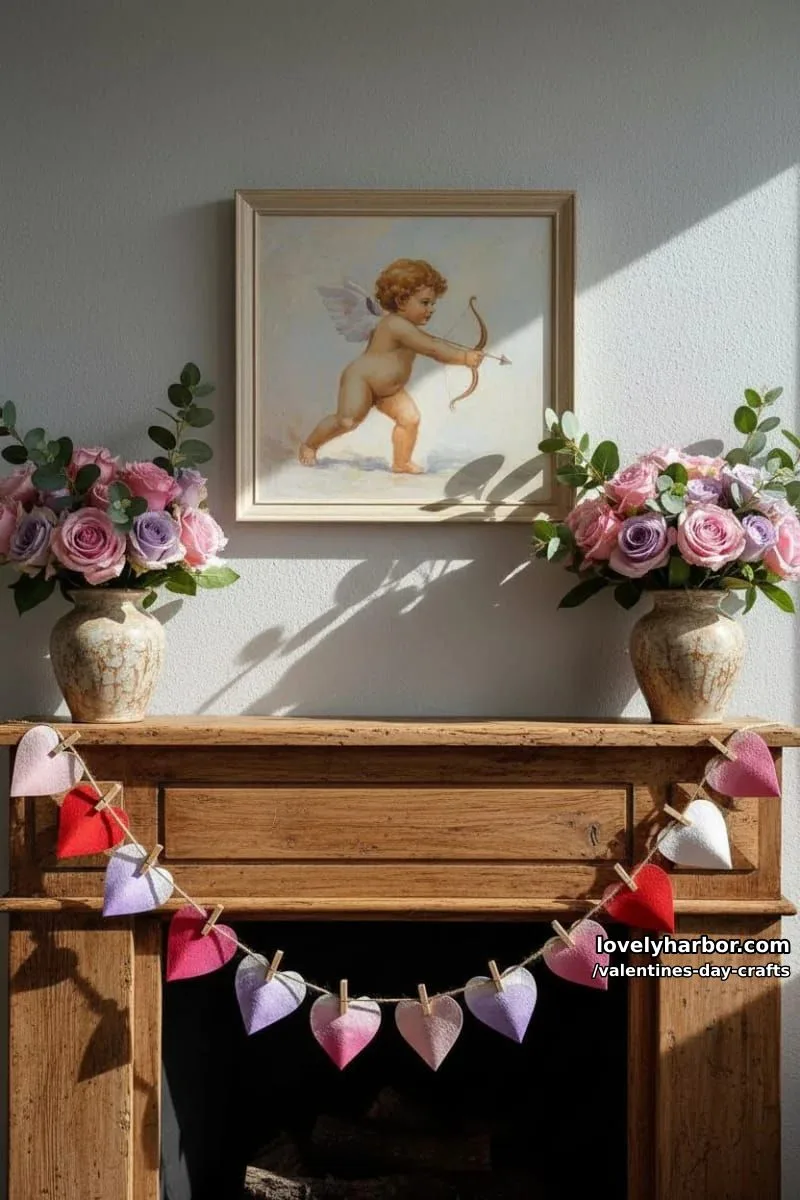 21 Unique Valentine’s Day Crafts to Warm Your Heart 15 watercolor heart garland with ombré shades of pink, red, and lavender 1