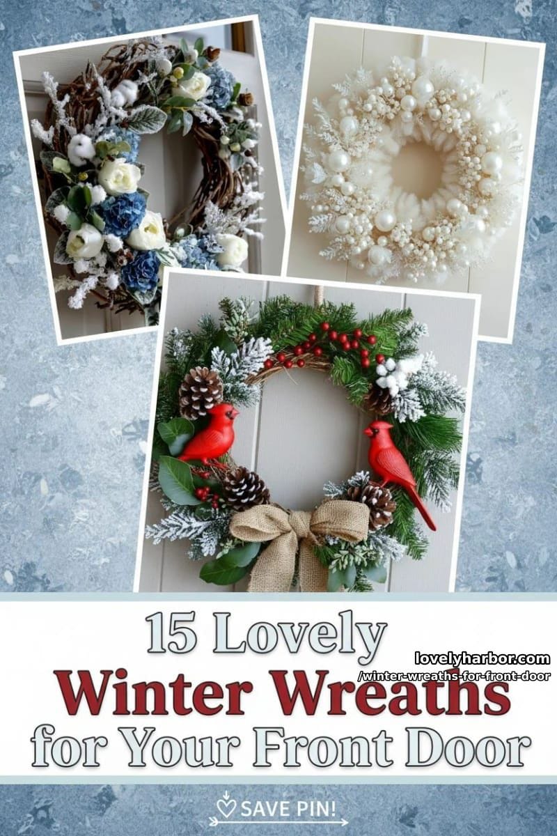 15 Lovely Winter Wreaths for Your Front Door 38 winter wreaths for front door - Collage 37