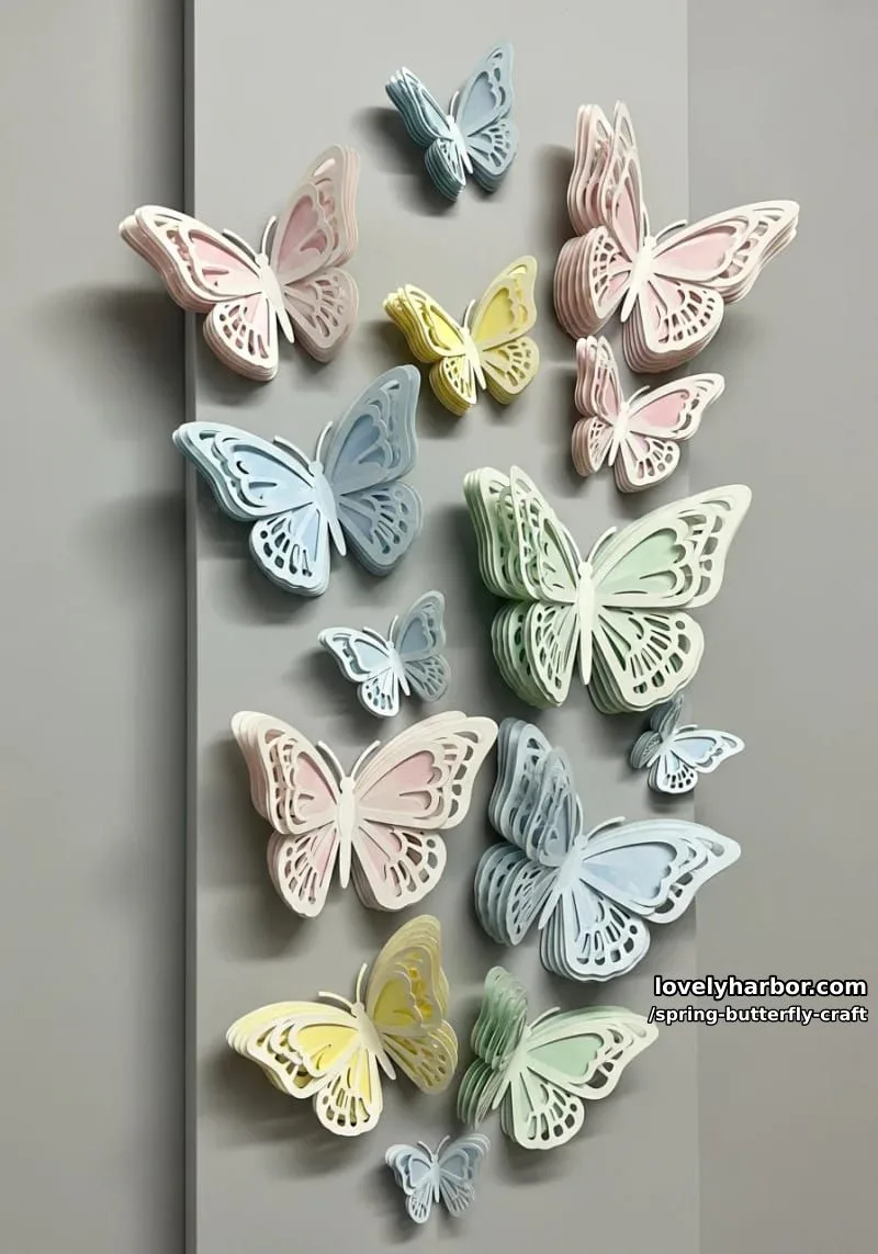 3d butterfly wall art with layered watercolor-effect paper 1