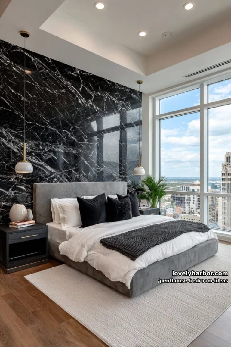 View of 27 Modern Penthouse Bedroom Ideas That Wow - Lovely Harbor