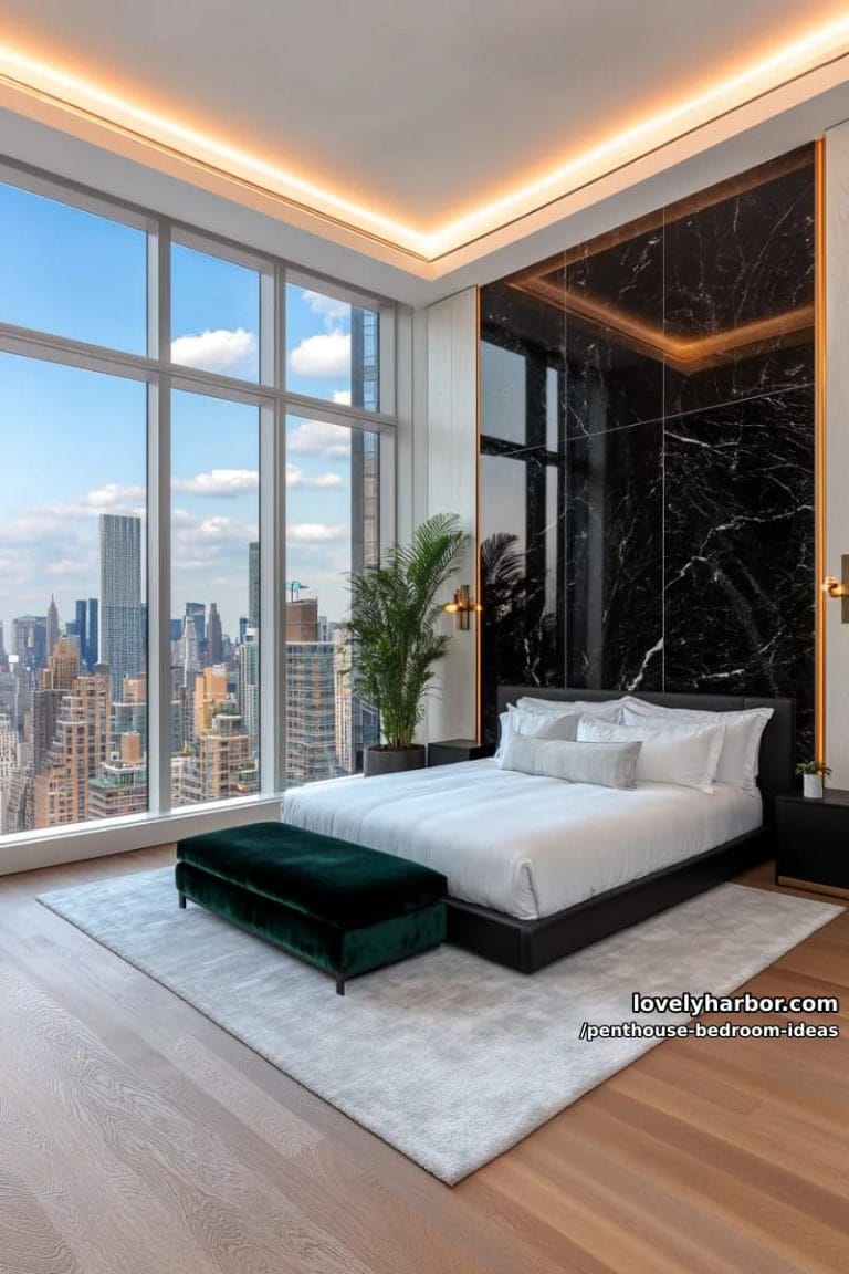 View of 27 Modern Penthouse Bedroom Ideas That Wow - Lovely Harbor