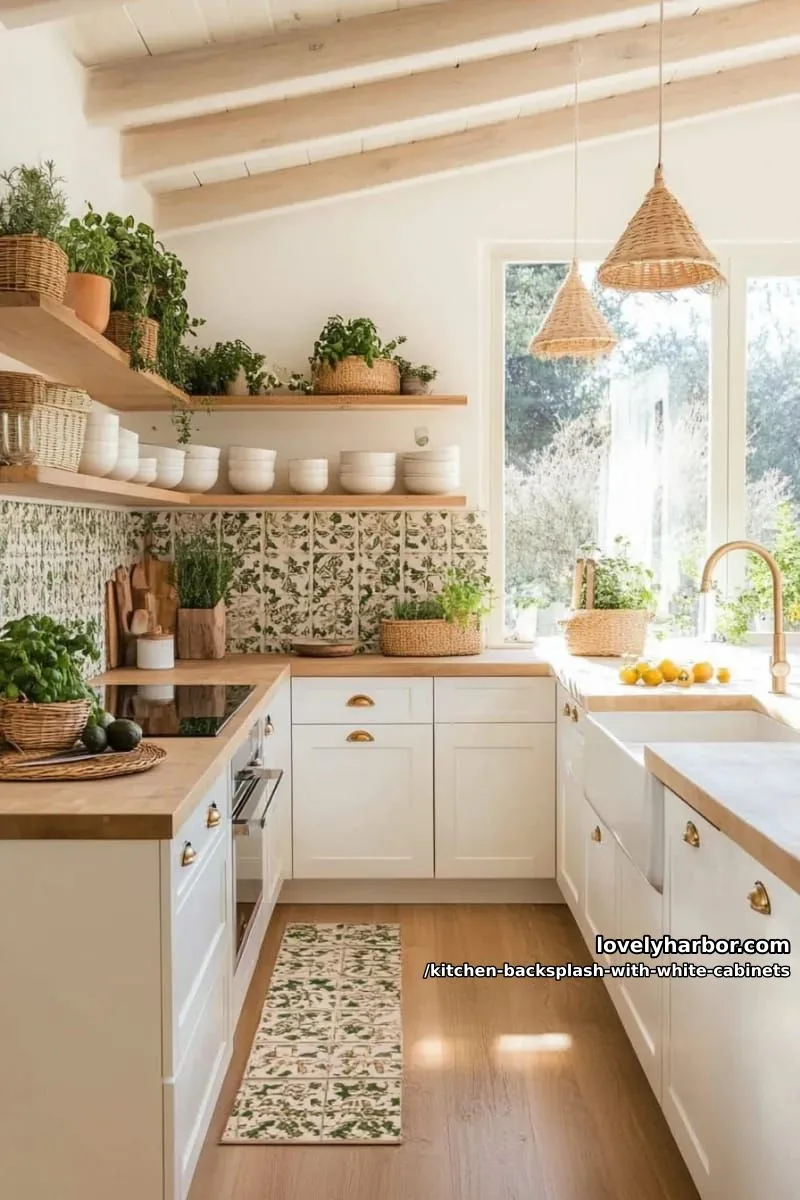 botanical print tiles in muted green and beige for nature-inspired style 1