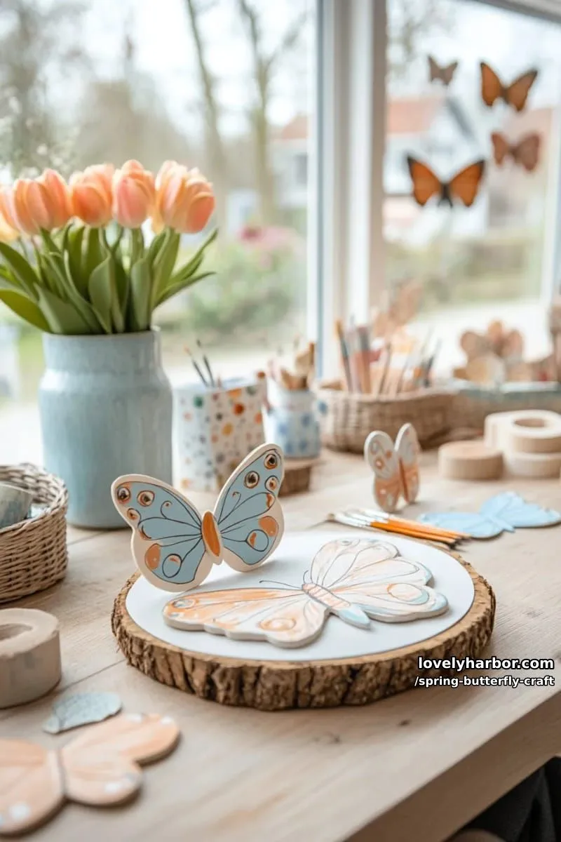 butterfly puppets with popsicle stick bodies and hand-painted wings 1