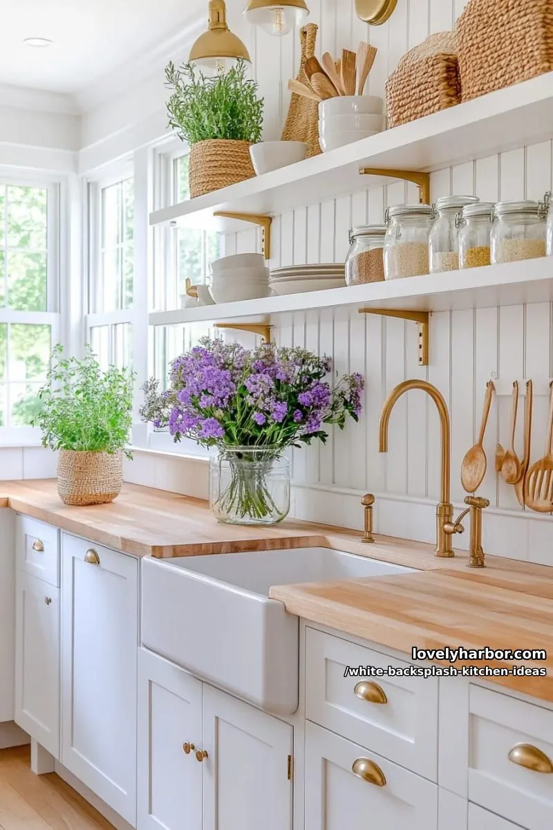 15 Elegant White Backsplash Ideas for Your Kitchen 16 classic beadboard backsplash painted white for a cozy farmhouse kitchen look 1