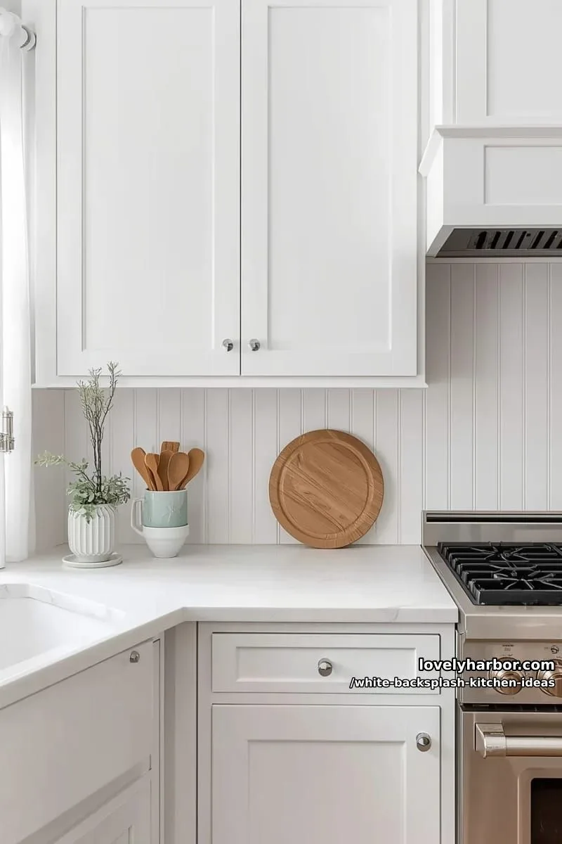 15 Elegant White Backsplash Ideas for Your Kitchen 18 classic beadboard backsplash painted white for a cozy farmhouse kitchen look 1