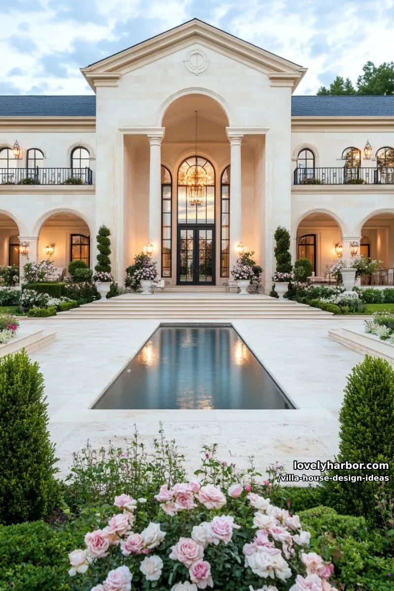 classic villa facade with grand arched windows and double-height columns 1