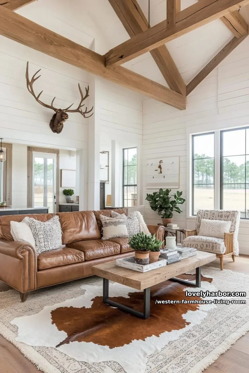 cowhide rug layered over faded persian carpet for a cozy, eclectic touch 1
