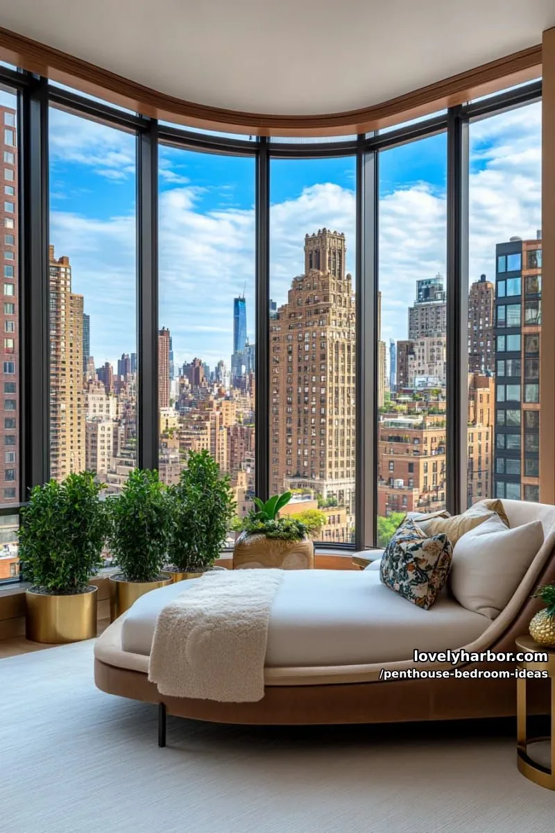 curved glass corner allowing sunrise views from every angle in the bedroom 1