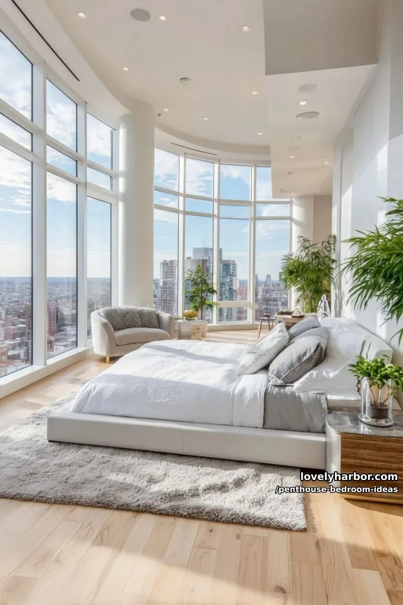 curved glass corner allowing sunrise views from every angle in the bedroom 1