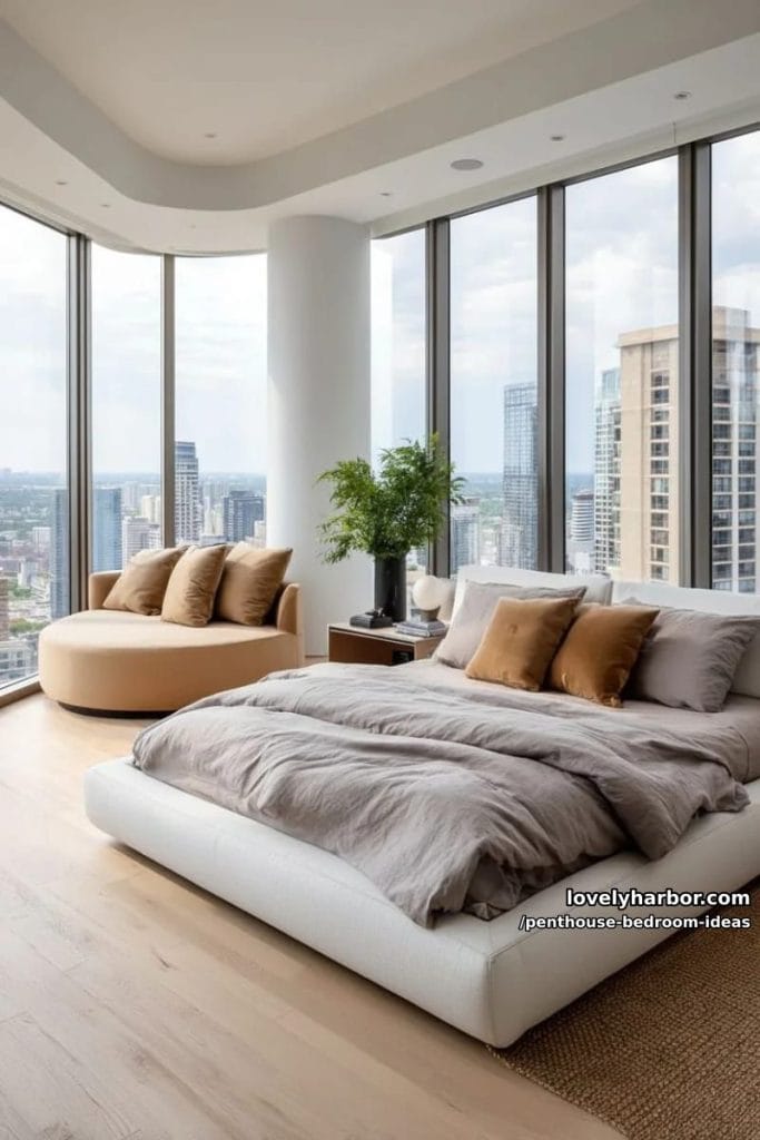 Image showcasing 27 Modern Penthouse Bedroom Ideas That Wow - Lovely Harbor