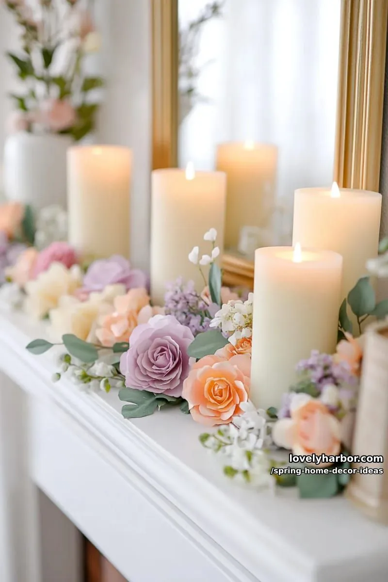 27 Gorgeous Spring Decor Ideas to Brighten Your Home 13 delicate paper flower garlands draped along a mantel for a fairytale vibe 1
