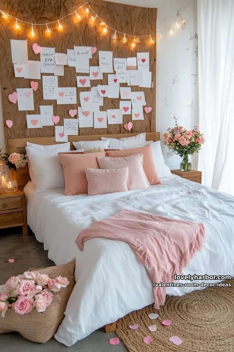 15 Valentine's Room Decor Ideas for a Romantic Ambiance 47 diy sticky-note wall filled with handwritten love messages and doodles 1