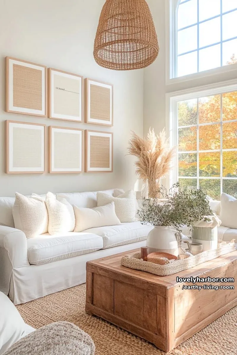 Bring Nature Indoors: 15 Earthy Living Room Designs to Inspire 28 earthy palette paint swatches displayed as wall art inspiration 1