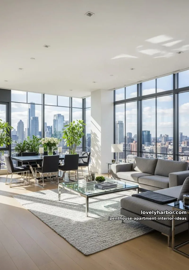 29 Stunning Penthouse Apartment Interior Design Ideas for a Fresh New Look 14 expansive floor-to-ceiling windows with minimal black metal frames 1
