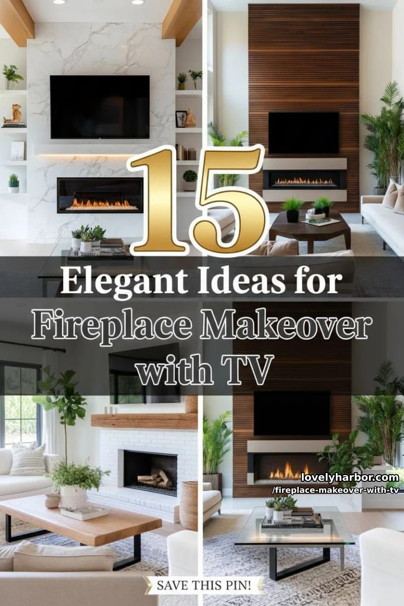 15 Elegant Ideas for Fireplace Makeover with TV 52 fireplace makeover with tv - Collage 51