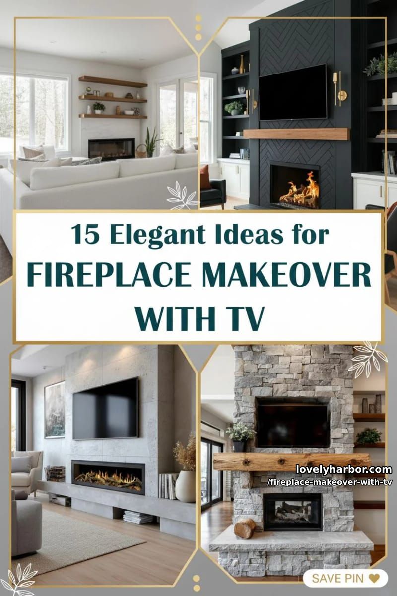 15 Elegant Ideas for Fireplace Makeover with TV 54 fireplace makeover with tv - Collage 53