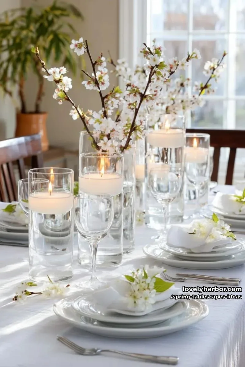 floating glass candles and cherry blossom branches for ethereal spring vibes 1