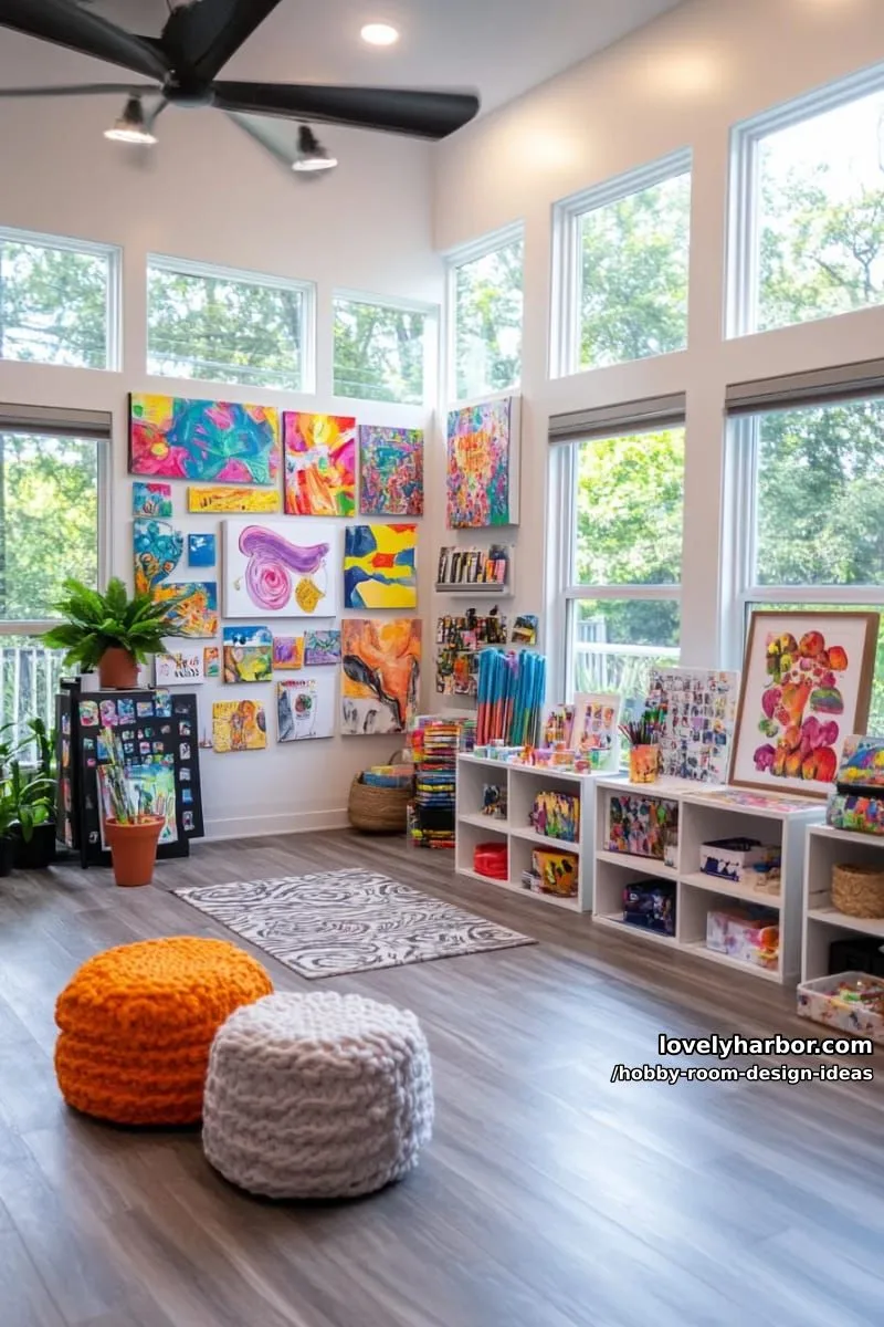 15 Inspiring Hobby Room Design Ideas You’ll Love 15 gallery-style art wall with magnetic boards for displaying ongoing projects 1