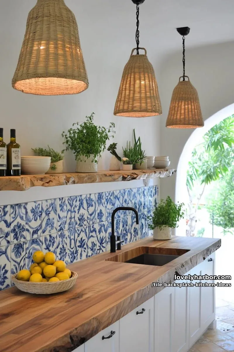 15 Tile Backsplash Ideas for a Stylish Kitchen 23 hand-painted blue and white mediterranean tiles for a striking focal wall 1