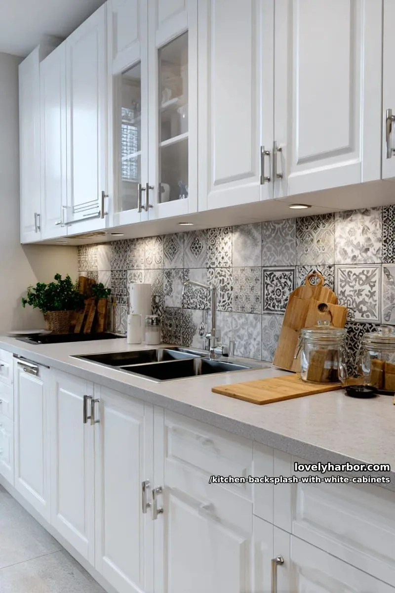 hand-painted moroccan tiles in subtle gray patterns for artisanal flair 1