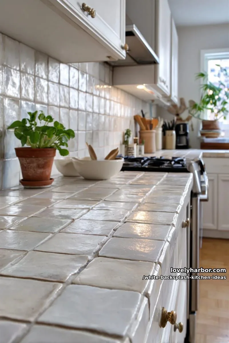 15 Elegant White Backsplash Ideas for Your Kitchen 22 handcrafted zellige tiles in snowy white with a slightly uneven surface 1