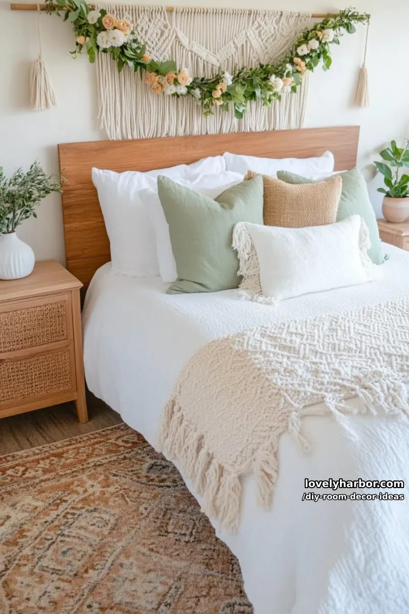 15 Creative DIY Room Decor Ideas to Add Color to Your Space 8 hang a cascading faux flower garland above your bed for a boho touch 1