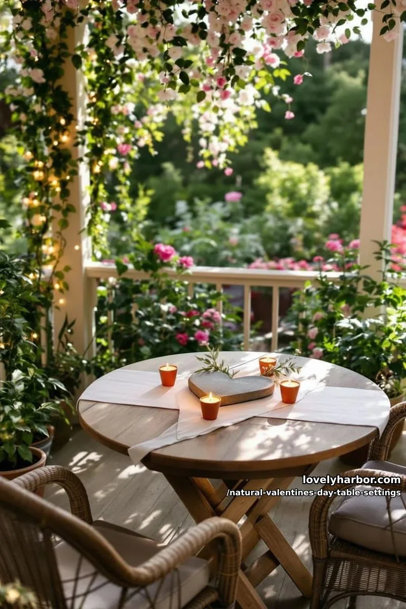 15 Natural Valentine’s Day Table Settings Perfect for a Romantic Table for Two 20 heart-shaped stone centerpiece surrounded by tea lights in mini terracotta pots 1