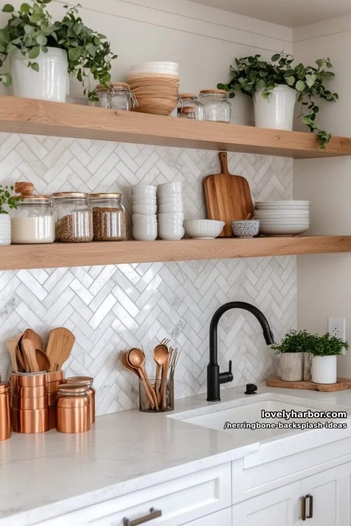 15 Herringbone Backsplash Design Ideas For Your Kitchen - Lovely Harbor