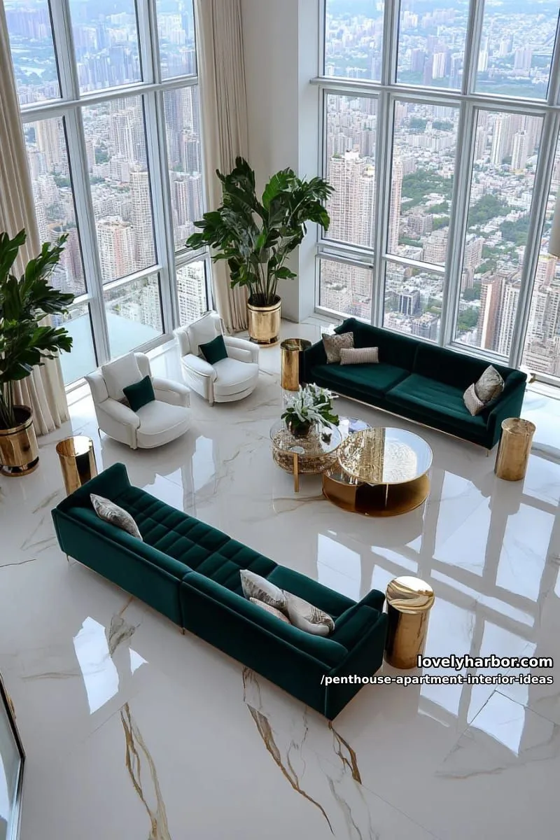 29 Stunning Penthouse Apartment Interior Design Ideas for a Fresh New Look 31 high-contrast marble floors with inlaid gold veining details 1