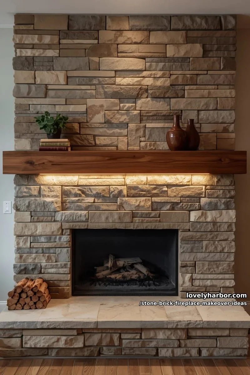 highlight mantel with led strip lighting for a warm, inviting hearth glow. 1