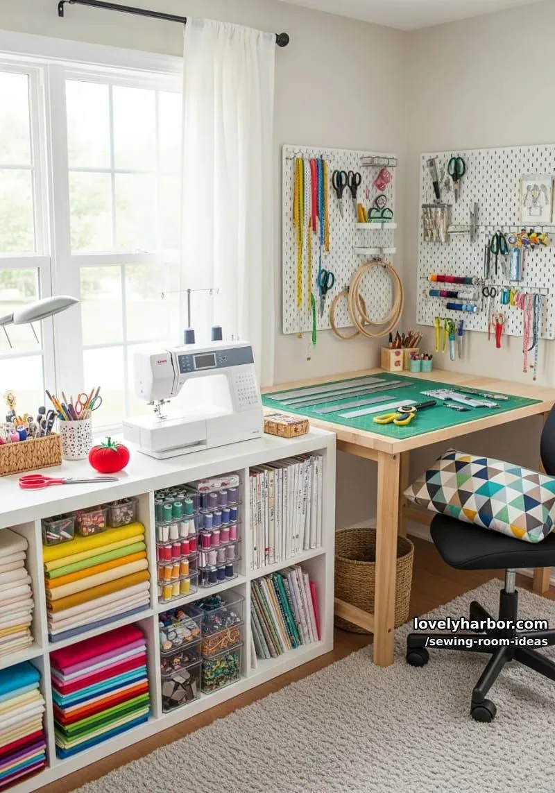 15 Creative Sewing Room Design Ideas 13 ikea kallax unit transformed into a vibrant sewing and craft center 1