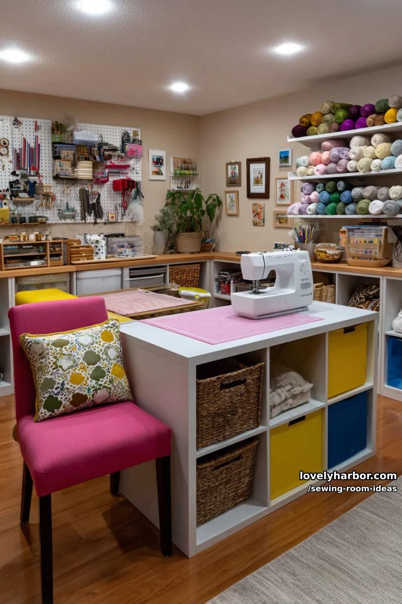 ikea kallax unit transformed into a vibrant sewing and craft center 1