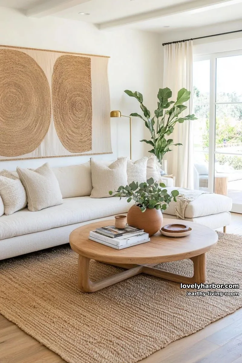 Bring Nature Indoors: 15 Earthy Living Room Designs to Inspire 36 large woven wall hangings in shades of sienna, taupe, and eucalyptus 1
