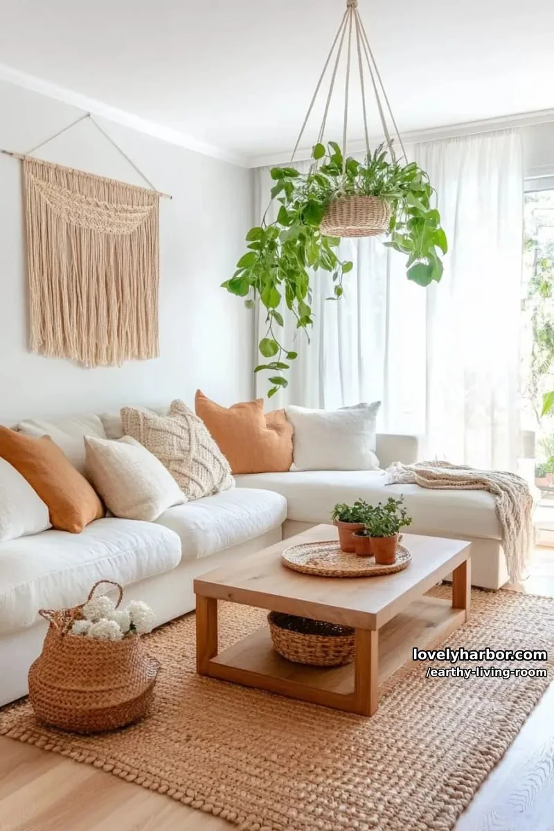 Bring Nature Indoors: 15 Earthy Living Room Designs to Inspire 37 large woven wall hangings in shades of sienna, taupe, and eucalyptus 1
