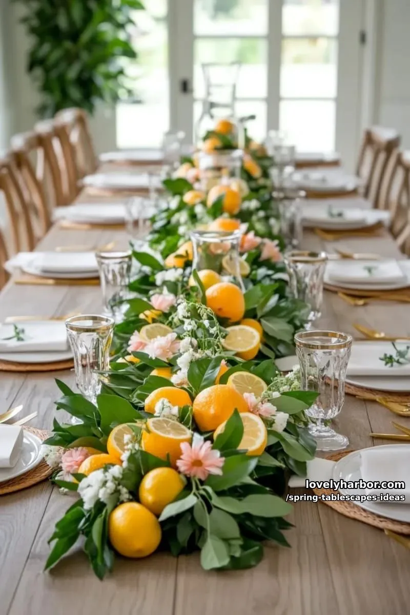layered lemon and greenery garlands as a sunny spring table centerpiece 1